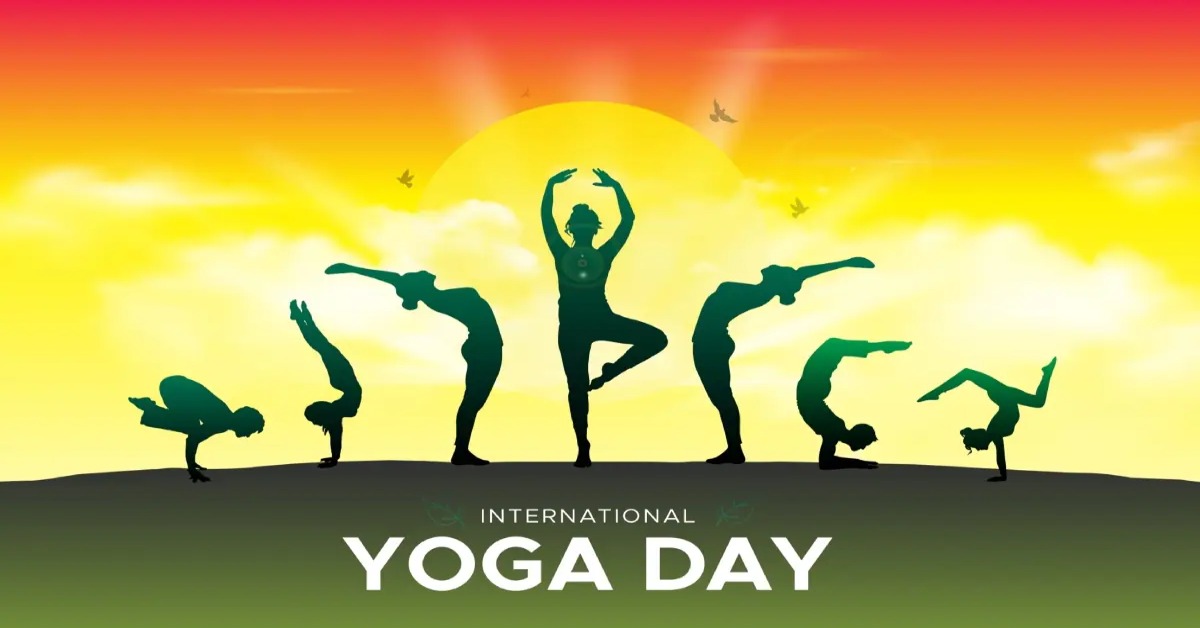 Happy International Yoga Day 2025 – People Practicing Yoga Outdoors with Joy and Unity